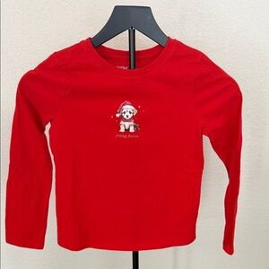 Cat & Jack Red Long Sleeve Shirt with Festive Puppy